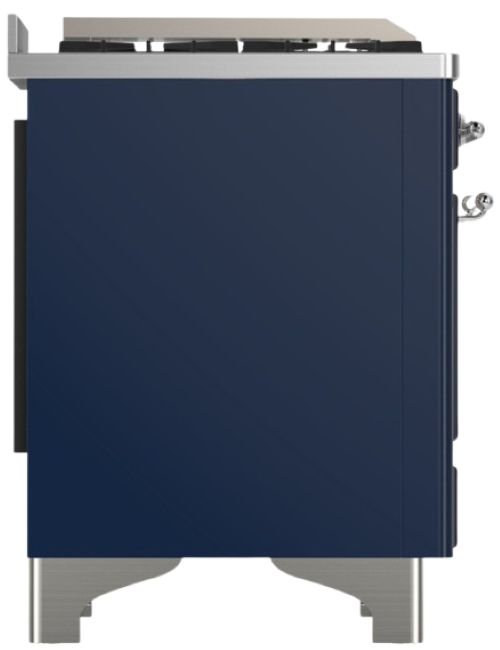 Ilve® Majestic III 36" Midnight Blue Pro Style Dual Fuel Liquid Propane Range with Solid Door and Chrome Trim-3