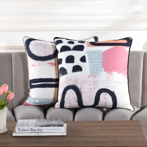 Stylecraft Norman Wyatt Home Blue/Pink/White Designer Pillow-1
