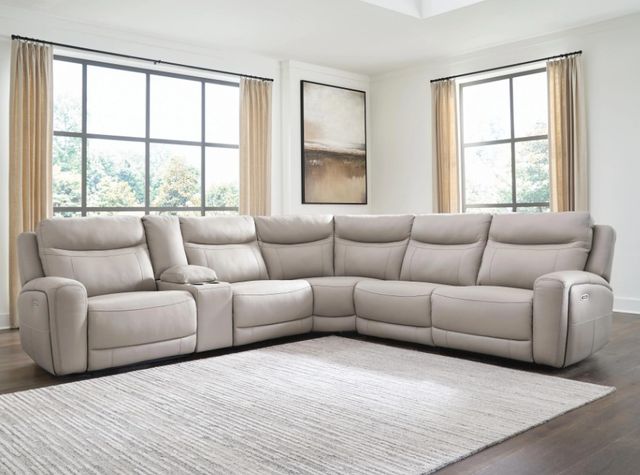 Signature Design by Ashley® Gravier 6-Piece Gray Power Reclining L-Shape Sectional with Storage Console-2