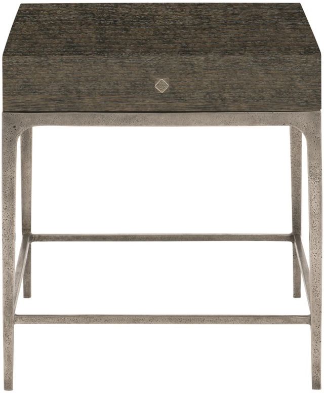 Bernhardt Linea Cerused Charcoal Side Table with Aluminum Base-0