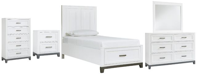 Benchcraft® Brynburg 5-Piece White Twin Youth Storage Panel Bed Set-0