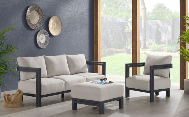 Elements International Playa Dark Gray/Olefin Beige Fabric/Metal Outdoor Chair-1