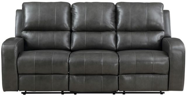 New Classic® Home Furnishings Linton Dark Gray Dual Power Reclining Sofa-1