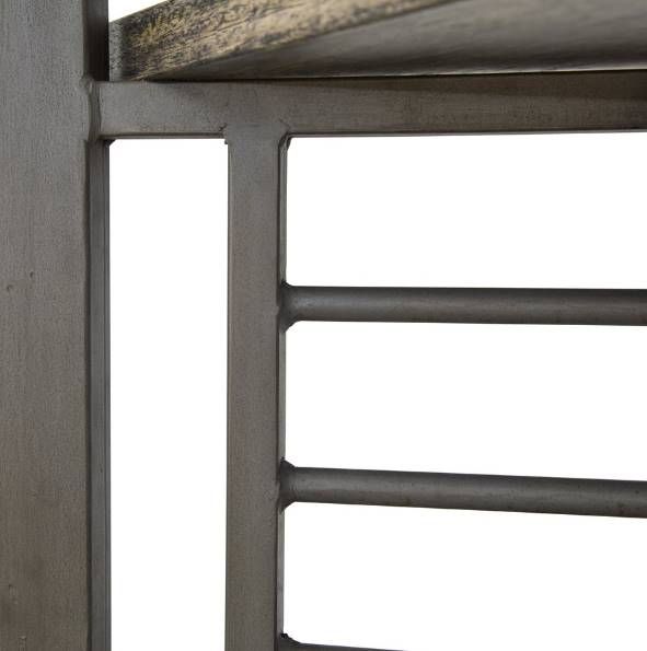 YHD Tobbaco Patina Floor Screen with Shelves-3