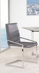 Mazin Furniture Jasmine Chrome/Gray Arm Dining Chair-3