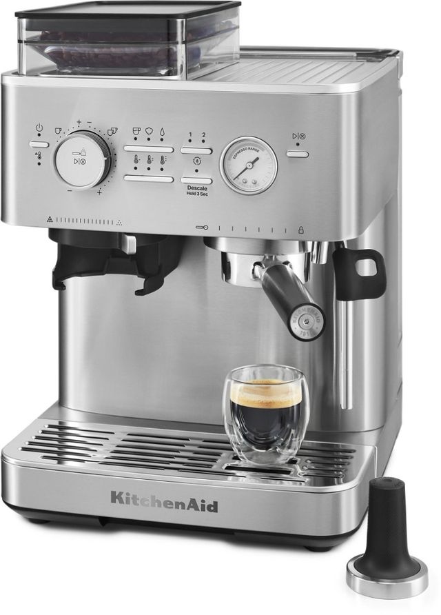 KitchenAid® Brushed Stainless Steel Semi Automatic Espresso Machine with Burr Grinder-3