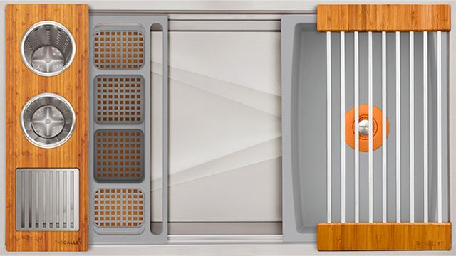 The Galley® Natural Golden Bamboo / Exclusive Gray Resin+ Ideal WashStation™ 3S with Four Tool Wash Kit-0