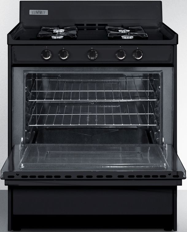 Summit® 30" Black Freestanding Gas Range-2