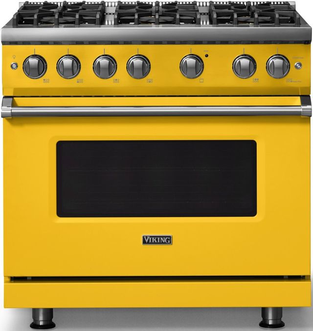 Viking® 5 Series 36" Daffodil Pro Style Gas (LP) Range with Polished Chrome Trim-0