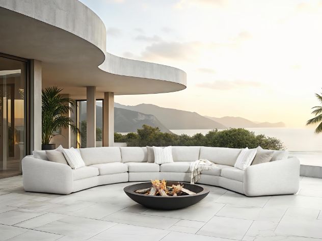 Bernhardt Del Sol Bernhardt Exteriors 3-Piece White Fabric Outdoor Curved Sectional-1
