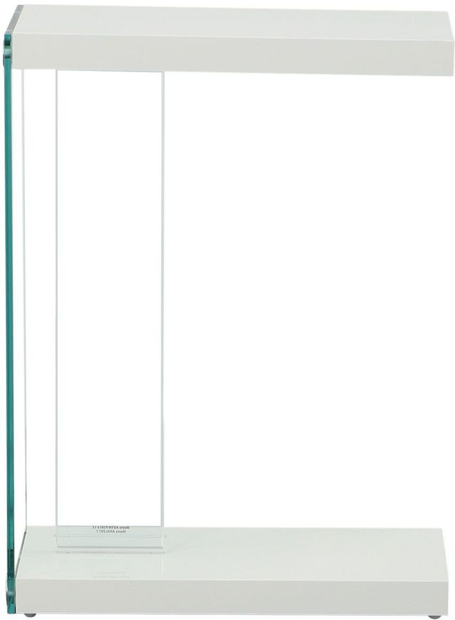 Steve Silver Co. Elaina Glossy White Chair Side End Table with Clear Frame-2