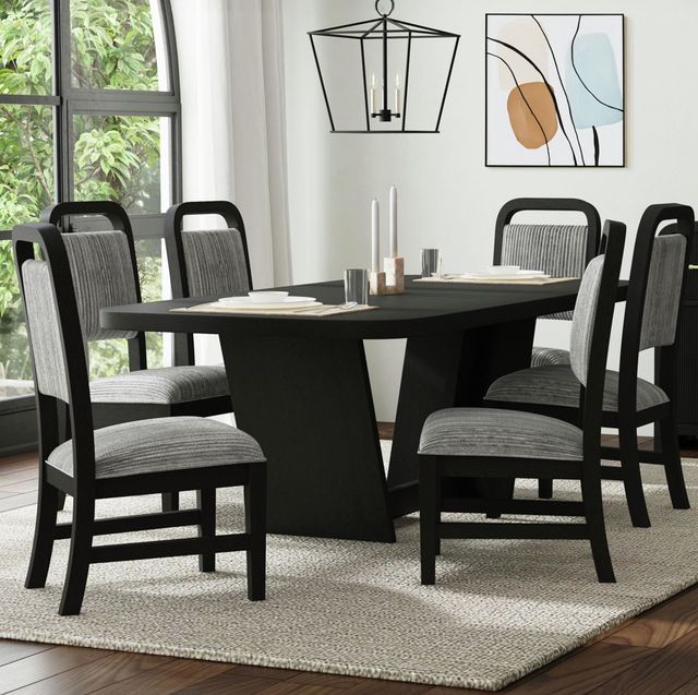 Elements International Ridgemont 7-Piece Black Grain/Gray Dining Set-1