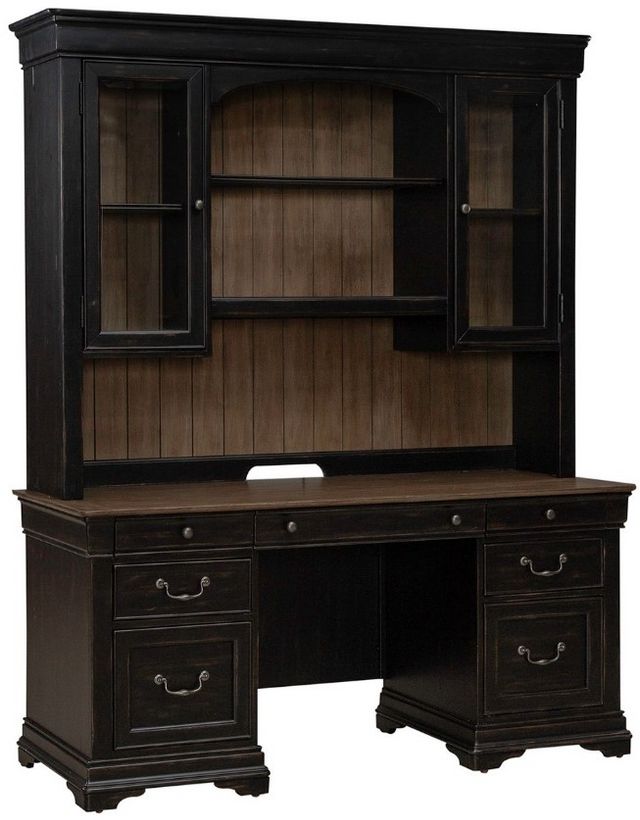 Liberty Furniture Meritage Aged Charcoal/Caramel Dining Hutch