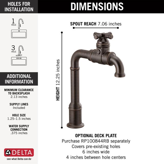 Delta Broderick® Venetian Bronze Bar Kitchen Faucet   -1