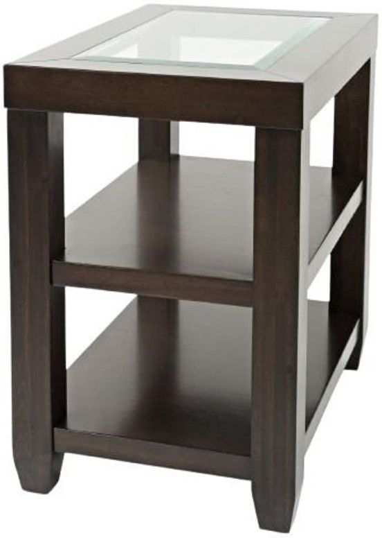 Jofran Inc. Urban Icon Glass Top Chairside Table with Merlot Base-3