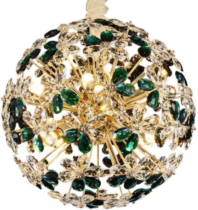 Michael Amini® Bouquet Emerald/Gold 10-Light Round Chandelier-0