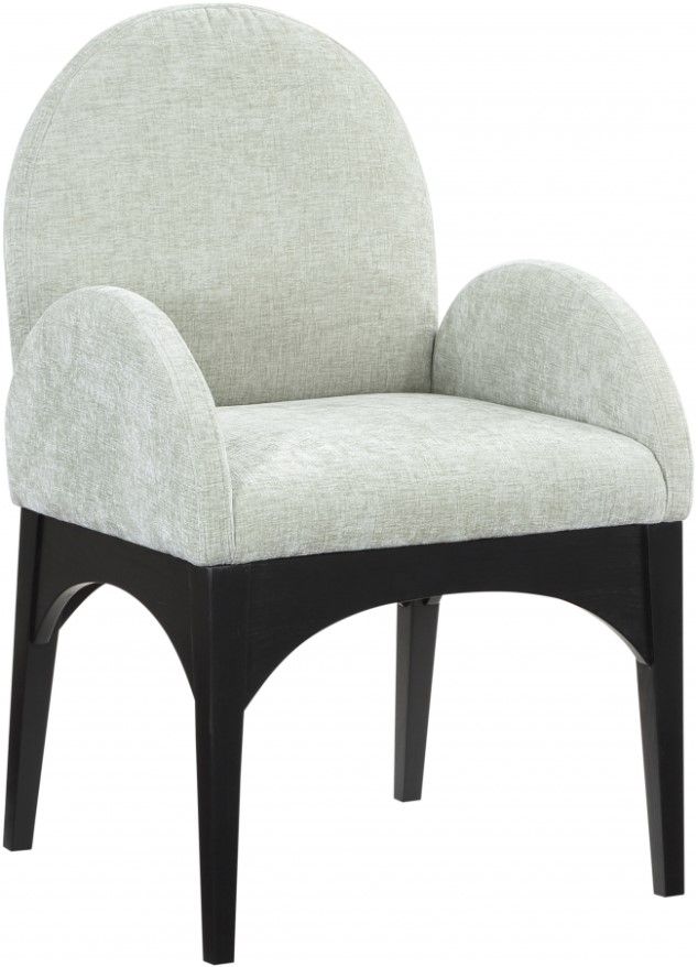 Meridian Furniture Waldorf Mint/Black Chenille Upholstered Dining Arm Chair-0