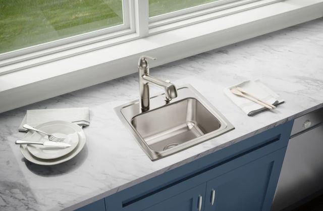 Elkay Lustertone® Classic Lustrous Satin 17" x 16" x 7-5/8" 3-Hole Single Bowl Drop-In Sink-2