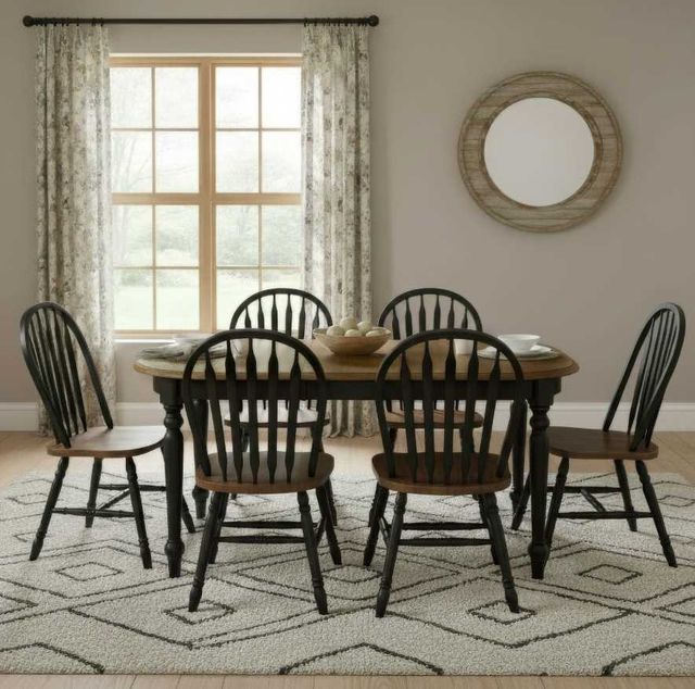 Liberty Furniture Carolina Crossing 7-Piece Antique Honey/Black Dining Table Set-1