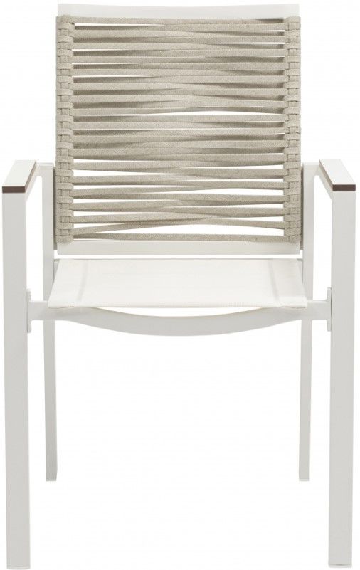 Meridian Furniture Maldives Beige/White Aluminum Outdoor Dining Arm Chair-1