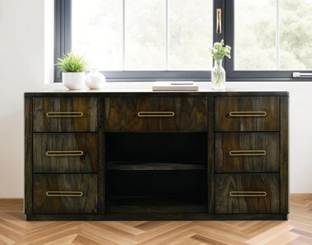 International Furniture Direct Balam Stained Dark 7-Drawer Console-1