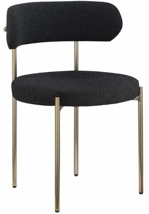 Meridian Furniture Beacon Black/Brushed Brass Boucle Upholstered Dining Chair-0