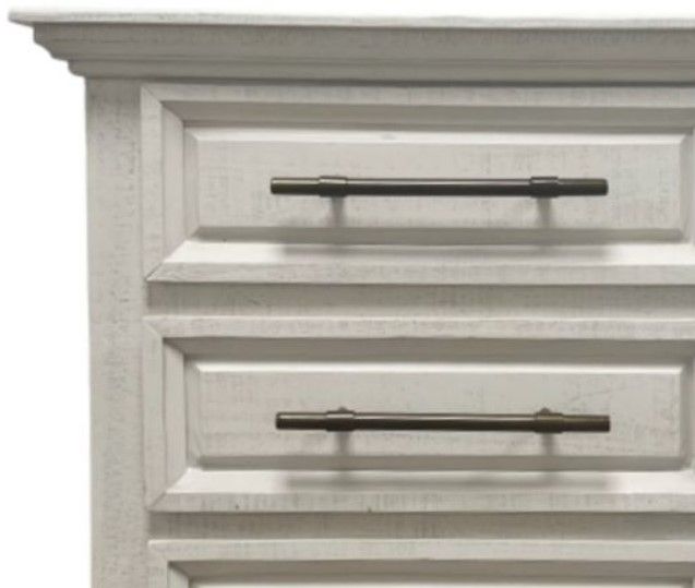 Million Dollar Rustic Coliseo Frosted White/Gold Nightstand with Hardware-1