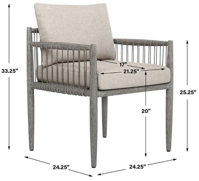 Uttermost® Borneo Dark Gray/Dove Wooden Outdoor Dining Chair-2