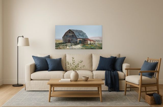 Classy Living Contemplative Pastoral Charm Barnscape Wall Art-1