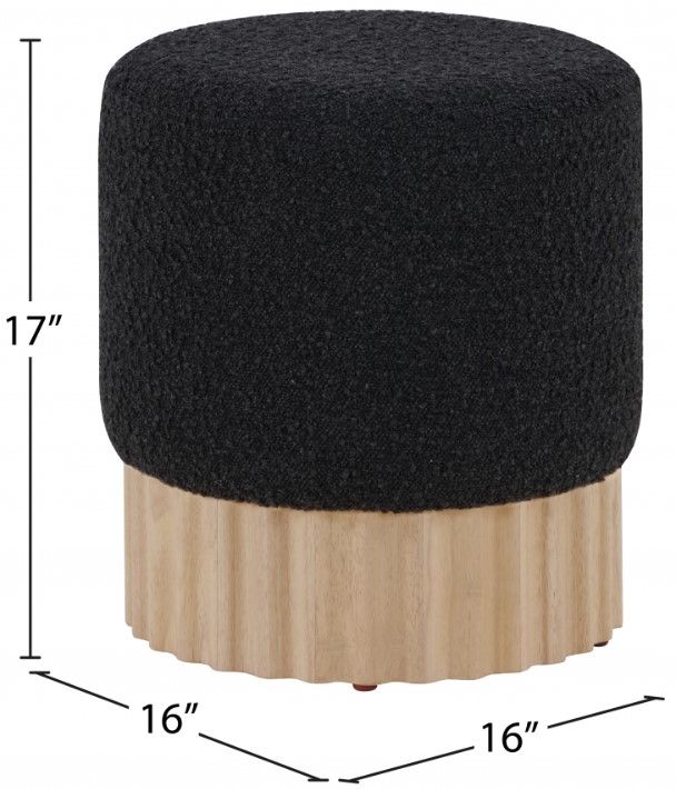 Meridian Furniture Veranda Black/Natural Boucle Fabric Ottoman-3