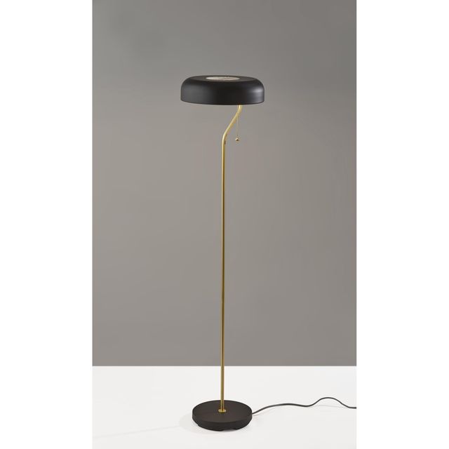 Adesso® Timothy Black/Antique Brass Floor Lamp-2