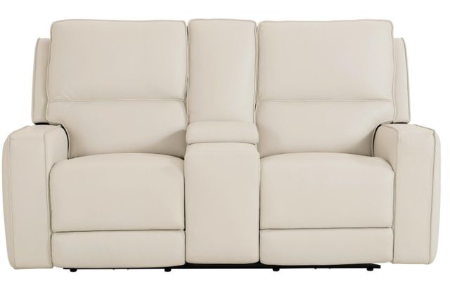 Bassett® Furniture Club Level Raymond Vanilla Power Reclining Loveseat with Console-1