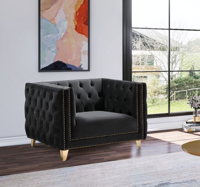 Meridian Furniture Michelle Black Velvet Chair-1