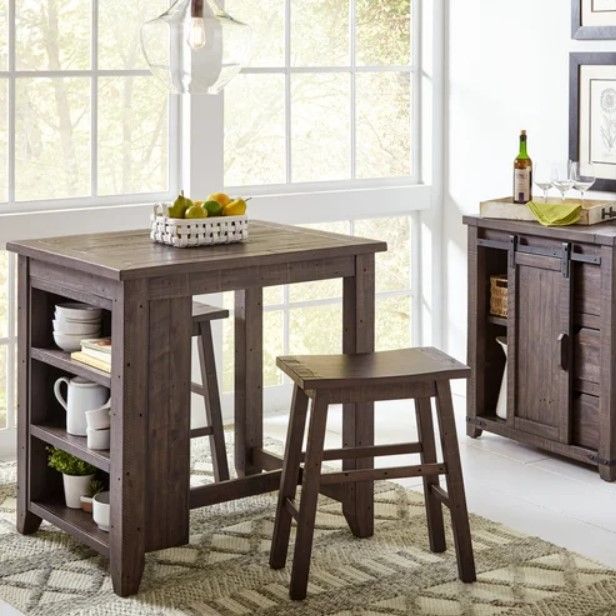 Jofran Inc. Madison County 3-Piece Brown Counter Table Set-1