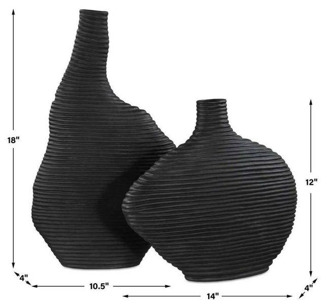 Uttermost® Duostacked 2-Piece Matte Black Vase Set-2