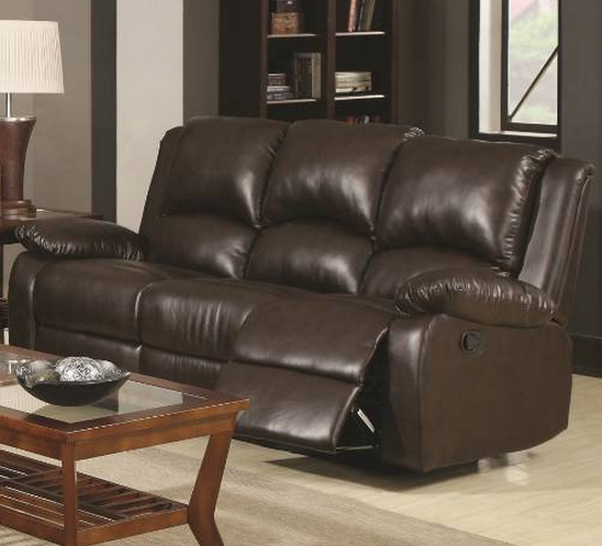 Coaster® Boston Dual-grain Brown Reclining Sofa-1