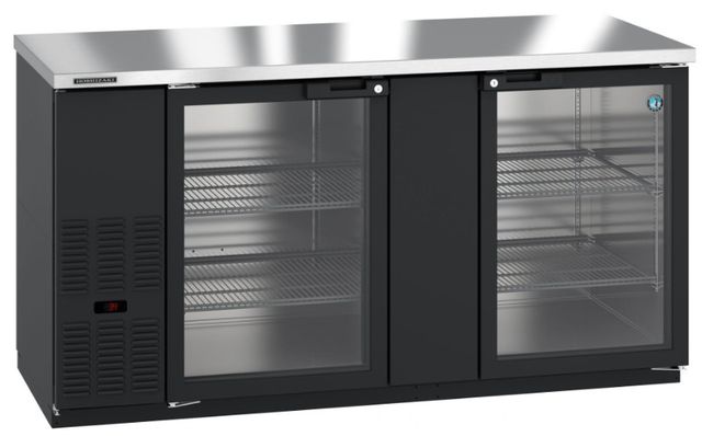 Hoshizaki Back Bar 70" 21.8 Cu. Ft. Black Vinyl Two Section Refrigerator with Glass Doors-2