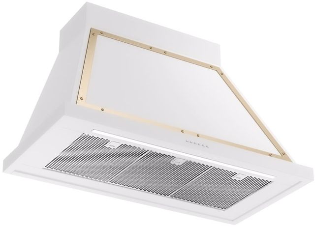 Ilve® Nostalgie II Noblesse 40" White Wall Mounted Range Hood with Brass Trim-1