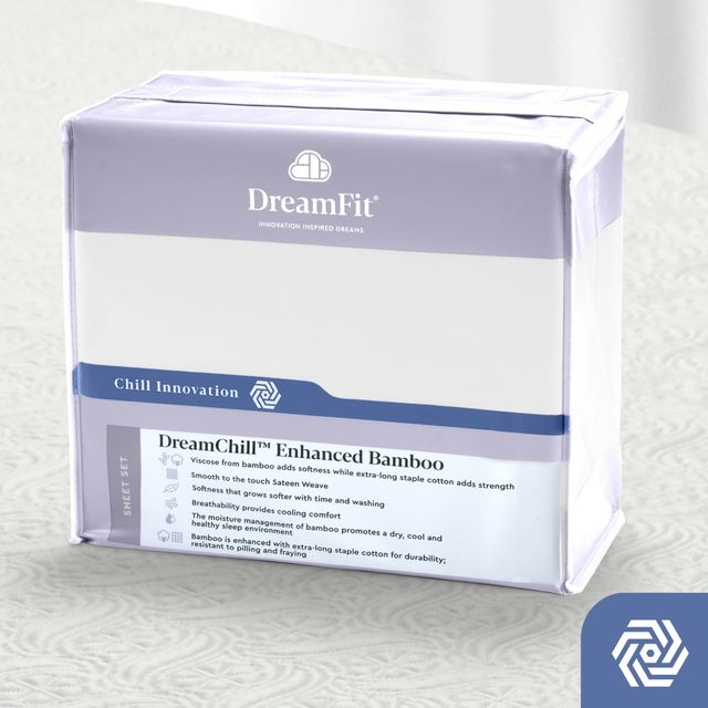 DreamFit® DreamChill™ Enhanced Bamboo White Twin Sheet Set-0