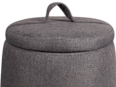 Linon Sandy Gray Round Storage Ottoman-1