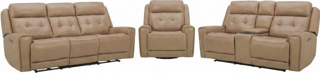 Liberty Furniture Carrington 3-Piece York Sand Leather Power Reclining Living Room Seating Set-0