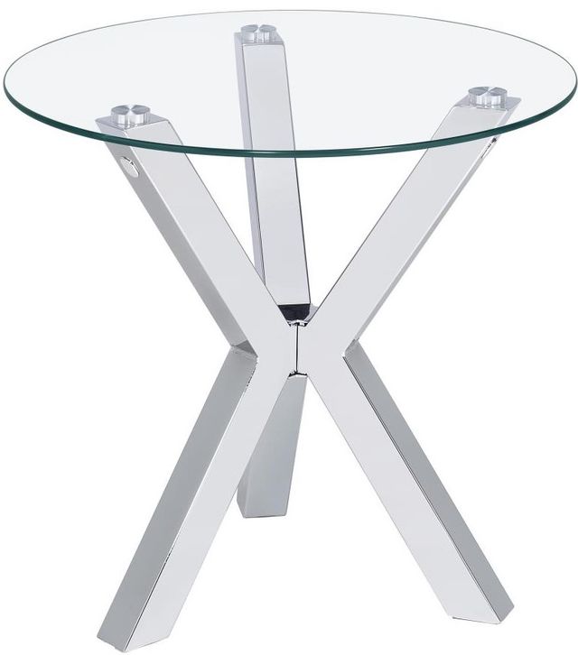 Coaster® Kenzie 3-Piece Tempered Glass Top Occasional Table with Chrome Base Set-1