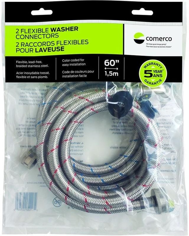 Comerco Set of 2 60" Flexible Washer Connectors-1