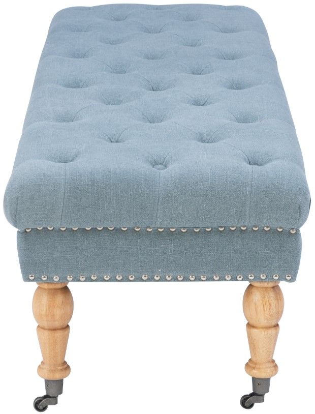 Linon Isabelle Blue Linen Bench-3