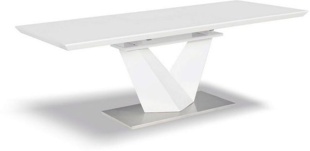 Mazin Furniture Manhattan White Lacquer Dining Table-1
