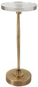 Uttermost® Waveney Crystal Top Drink Table with Antique Brass Base-3