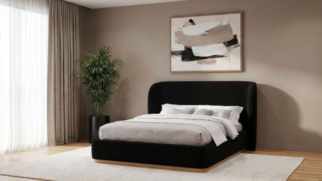 Coaster® Blaire Black Queen Upholstered Platform Panel Bed-1