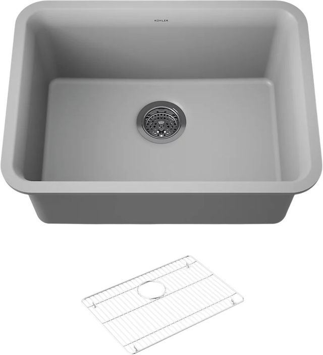 KOHLER® Cairn® Matte Gray 25" Undermount Single-Bowl Kitchen Sink-0
