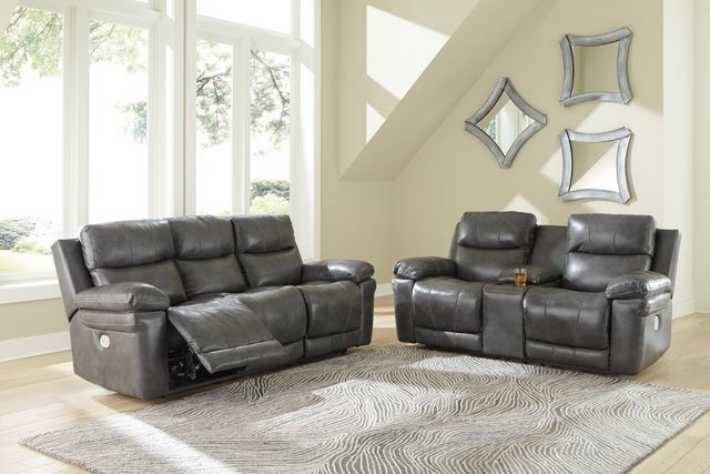 Signature Design by Ashley® Edmar 2-Piece Charcoal Living Room Set with Power Reclining Sofa-3