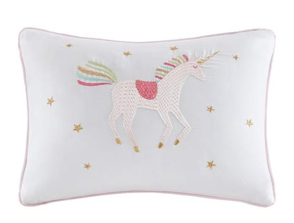 Olliix by Mi Zone Kids Alicia Pink Full/Queen Rainbow with Metallic Printed Stars Reversible Coverlet Set-2